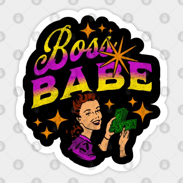 Funny Boss Babe Get Money Retro House Wife Sticker by TheCraftyDrunkCo